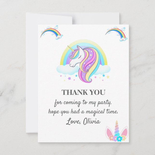 Invitación Decoraciones de la fiesta de cumpleaños de Unicorn (Anverso)