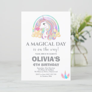 Invitación Decoraciones de la fiesta de cumpleaños de Unicorn