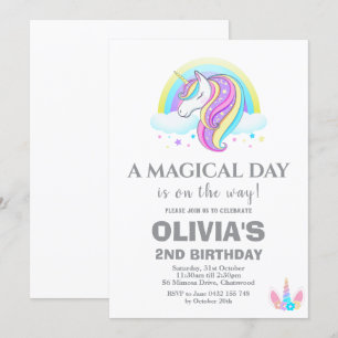 Invitación Decoraciones de la fiesta de cumpleaños de Unicorn