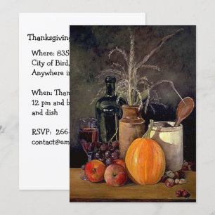 Invitación Decoraciones de Otoño en Mesa, Calabaza, Frutas, B