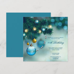 Invitación Decoraciones Elegantes Fiesta de Navidad Cumpleaño