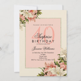 Invitación Decoraciones florales Sorpresa Femenina Cumpleaños