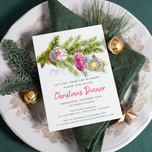 Invitación Decoraciones navideñas acuarelas | Cena de Navidad (Subido por el creador)