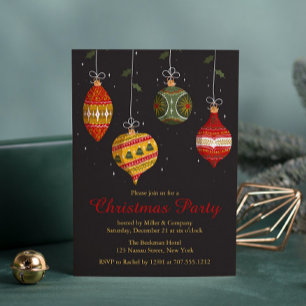 Invitación Decoraciones navideñas Baubles Fiesta Corporate