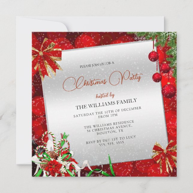 Invitación Decoraciones Navideñas Fiesta de Navidad (Anverso)