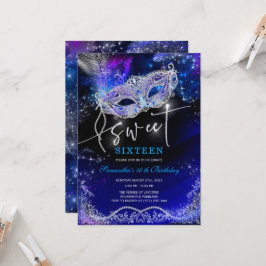 Invitación Decoraciones Royal Blue y Silver Sweet 16