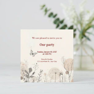 Invitación decorada con ilustraciones de plantas s