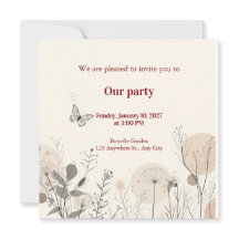 Invitación decorada con ilustraciones de plantas s