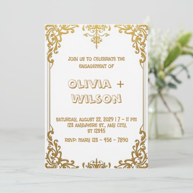 Invitación decorada con marcos y adornos (Anverso de pie)
