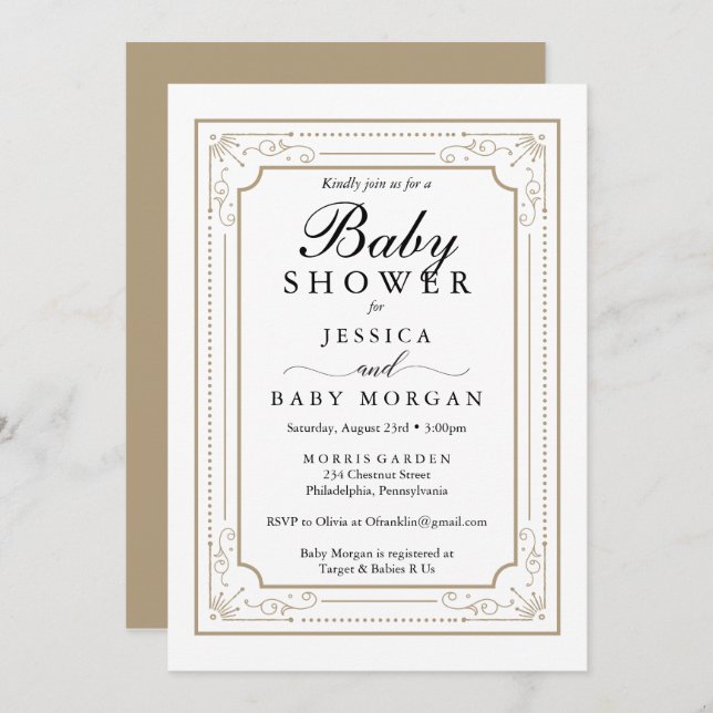 Invitación decorativa a Baby Shower (Anverso / Reverso)