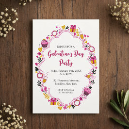 Invitación decorativa de Galentines con marco oval