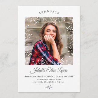 Invitación decorativa de graduación de foto de bor