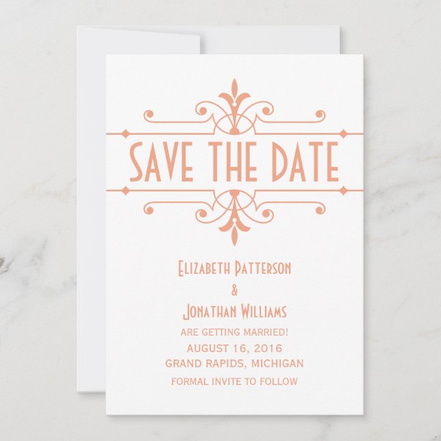 Invitación decorativa naranja v2 Fancy para guarda (Anverso)