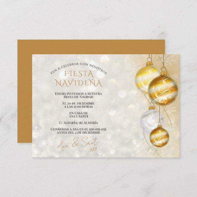 Invitación Decorativa Para Fiesta De Navidad (Anverso / Reverso)