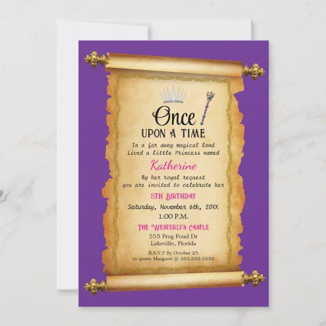 Invitación Decreto Real Cumpleaños Princesa  (Anverso)