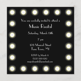 Invitación Decreto unisex negro y blanco de la música de