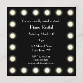 Invitación Decreto unisex negro y blanco del piano de