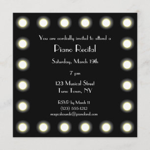 Invitación Decreto unisex negro y blanco del piano de