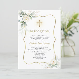 Invitación Dedicación Chica floral blanca de lujo