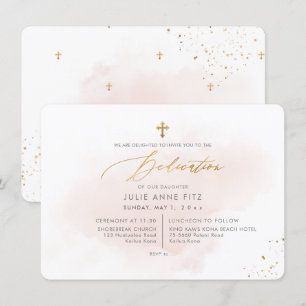 Invitación Dedicación de acuarela rosa de PixDezines