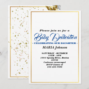 Invitación Dedicación de bebé con mariposa de acuarela niño 