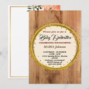 Invitación Dedicación de bebé floral acuarela mariposa femeni