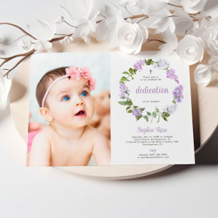 Invitación Dedicación de Chica de foto de flores de Lilac rus