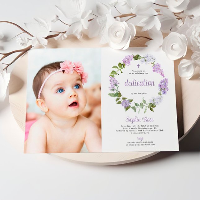 Invitación Dedicación de Chica de foto de flores de Lilac rus (Subido por el creador)