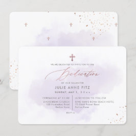 Invitación Dedicación de color de agua púrpura de PixDezines