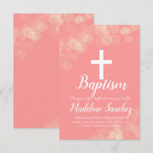Invitación Dedicación de luces Bokeh de bautizo
