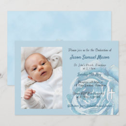 Invitación Dedicación de rosa azul brillante
