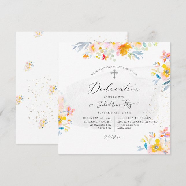 Invitación Dedicación de Rosas de verano de PixDezines Waterc (Anverso / Reverso)