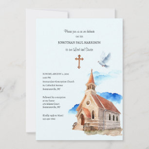 Invitación Dedicación de sacerdote de la torre de la iglesia