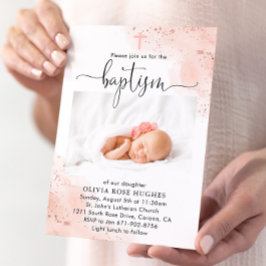 Invitación Dedicación del bautismo de acuarela de oro Rosa