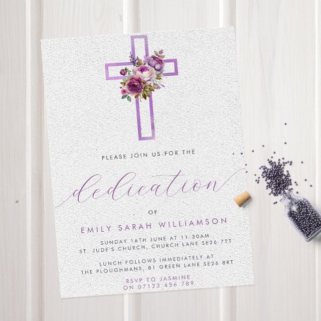 Invitación Dedicación del bebé con escritura moderna de morad (Subido por el creador)
