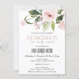 INVITACIÓN DEDICACIÓN DEL BEBÉ DE LA FLORAL DE LA ROSA DE RUB