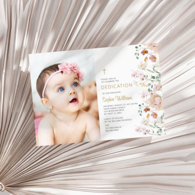 Invitación Dedicación del Chica de fotografías de flores silv (Subido por el creador)