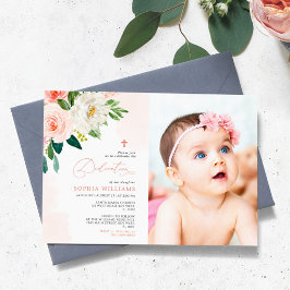 Invitación Dedicación del Chica de fotos de la floral rosa ro