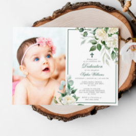 Invitación Dedicación del Chica fotográfico Eucalyptus White 