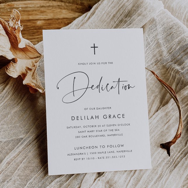 Invitación Dedicación mínima moderna manuscrita del bebé (Subido por el creador)