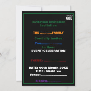INVITACIÓN DEDICADO A DIOS FRESCO PERSONALIZABLE BLANCO TEXT