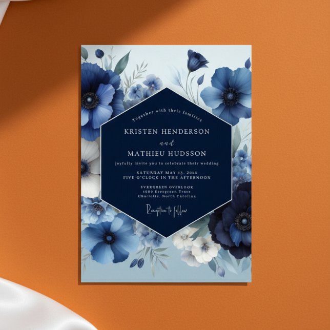 Invitación Deep Blue Bloom Opulenta Boda (Subido por el creador)