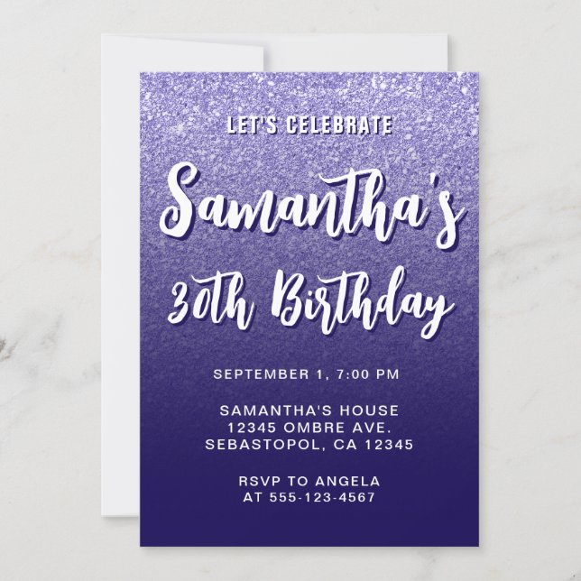 Invitación Deep Blue Modern Gradient Cumpleaños 30 (Anverso)