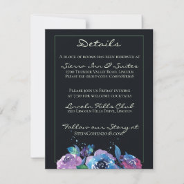 Invitación Deep Blue Morple Moody Boda Floral