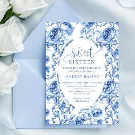 Invitación Deep Blue Roses Digital Invitation Sweet Sixteen