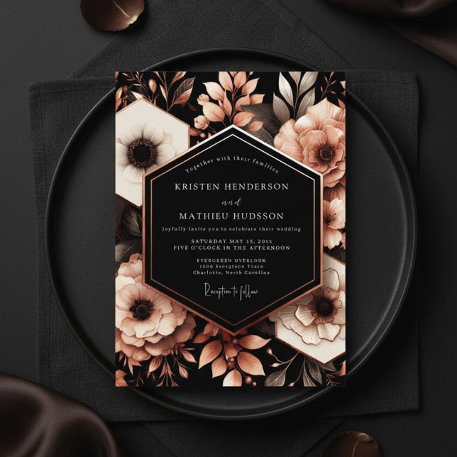 Invitación Deep Burgundy Floral Moody Wedding (Subido por el creador)