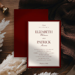 Invitación Deep Burgundy Formal Modern Classic Estate Wedding