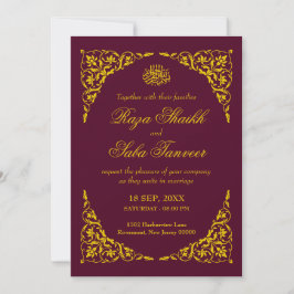 Invitación Deep Burgundy Islamic Wedding Invitation