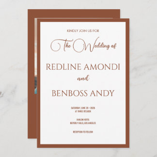 Invitación Deep Copper Minimalist Modern Calligraphy Wedding