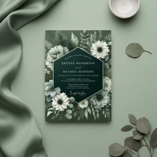 Invitación Deep Green Lush Botanical Wedding (Subido por el creador)
